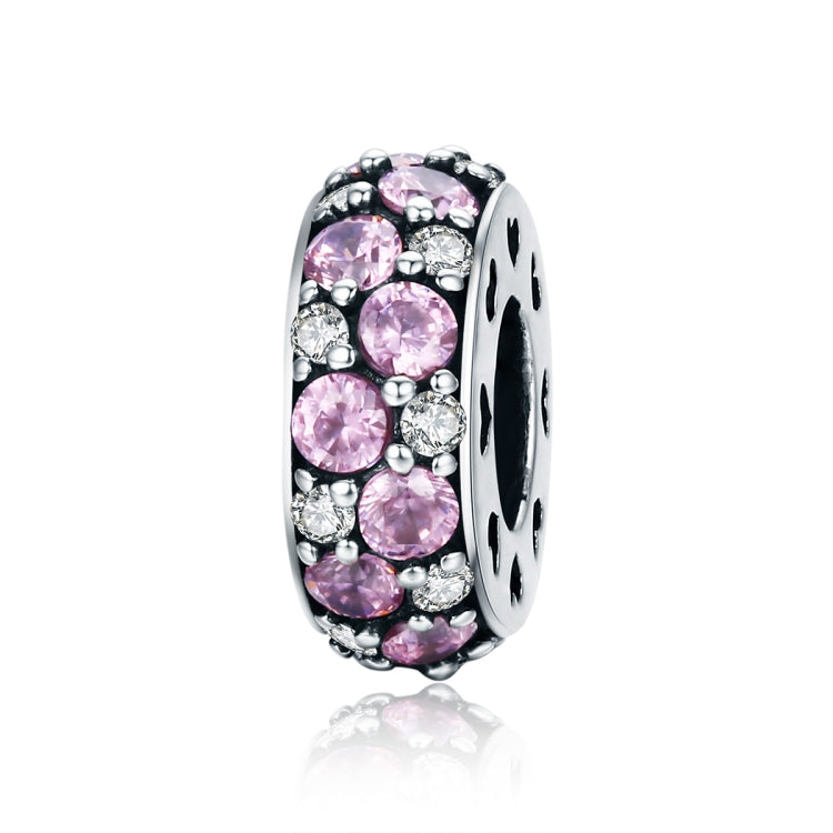 Sterling silver heart pendant bead with pink and clear stones