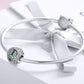 Sterling silver charm bracelet with round cactus charm bead and green crystal inlay