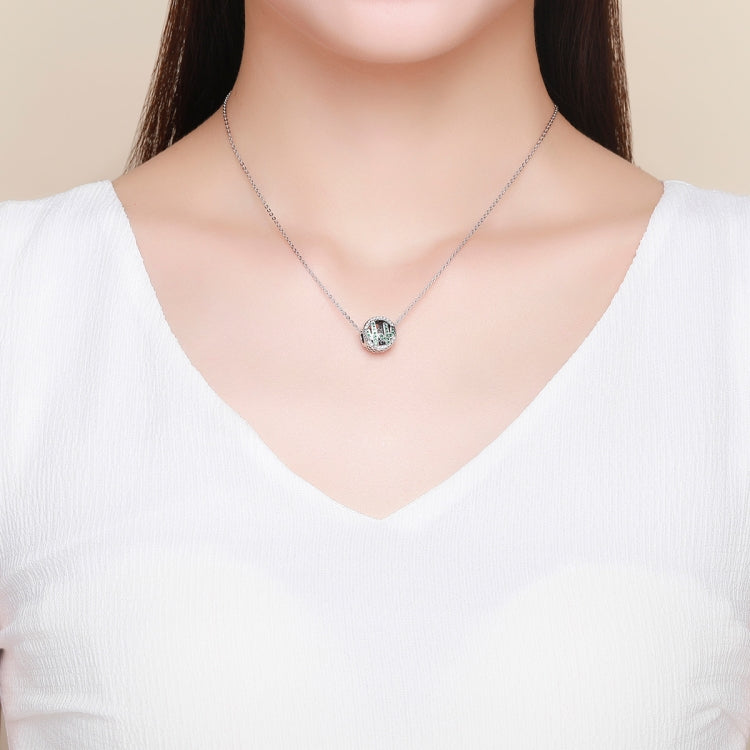 Sterling silver cactus pendant necklace with green crystal inlay at the neckline