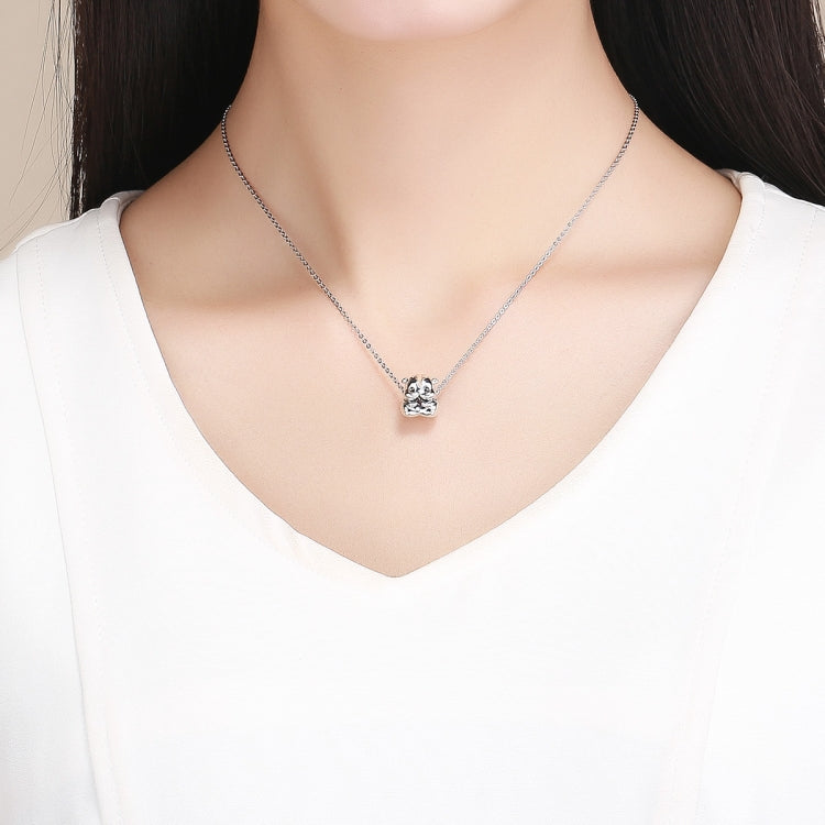 Sterling silver hamster charm necklace pendant on a thin chain at the neckline