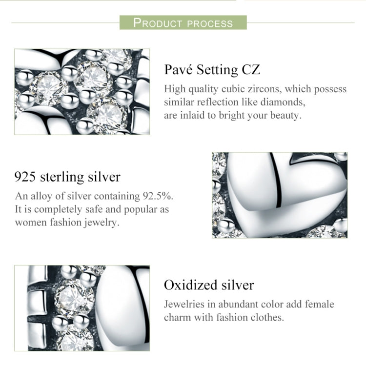 S925 sterling silver heart bead with pavé CZ and oxidized silver details