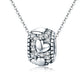Sterling silver heart bead pendant necklace charm with clear stones