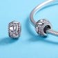 Sterling silver heart charm bead with pavé details on bracelet chain