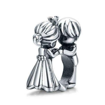 Sterling silver angel child charm pendant with dress and heart details