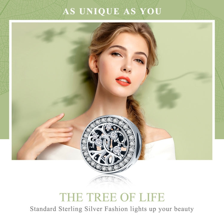 Tree of Life sterling silver bracelet charm with crystal accents