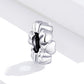 Heart-shaped silver charm bead with stacked heart links and dark oxidized detail