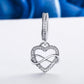 Sterling silver heart-shaped pavé crystal pendant charm with infinity detail