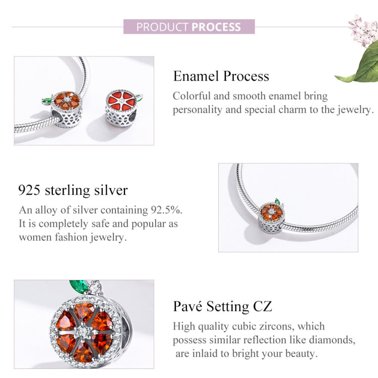 Sterling silver pomelo bead charm with enamel fruit design