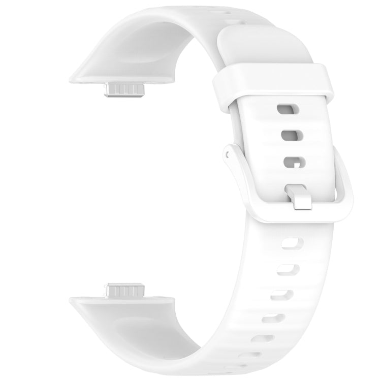 White silicone sports watch band with buckle and attachment connectors