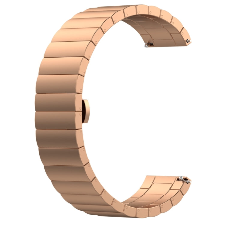Rose gold stainless steel watch strap with butterfly buckle and linked metal bracelet