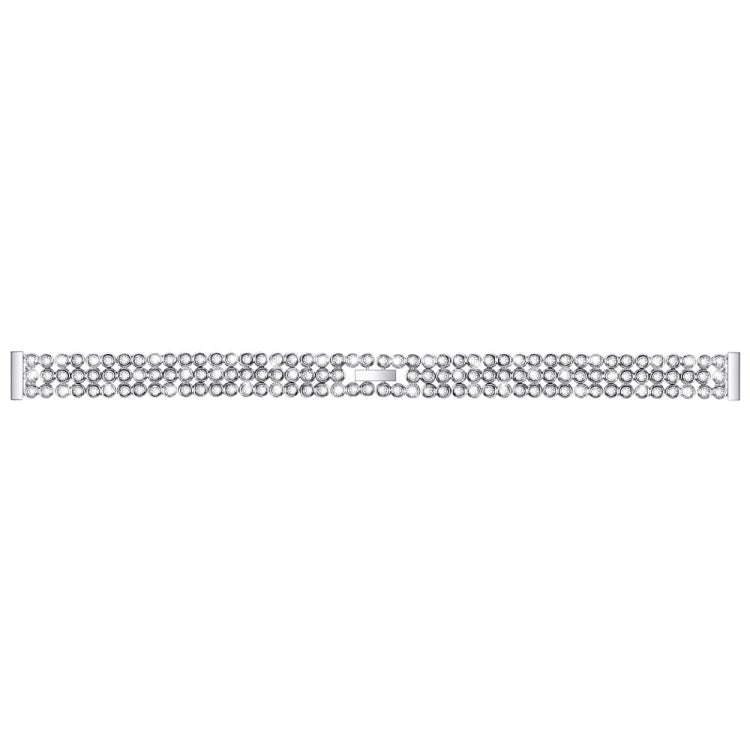 Diamond-studded stainless steel replacement wrist strap link segment, silver