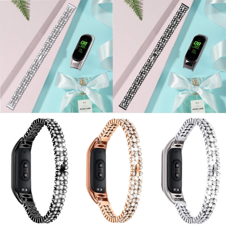 Diamond-studded replacement wrist strap set in silver, rose gold, and black