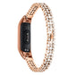 Diamond-studded stainless steel replacement wrist strap, rose gold, with watch frame