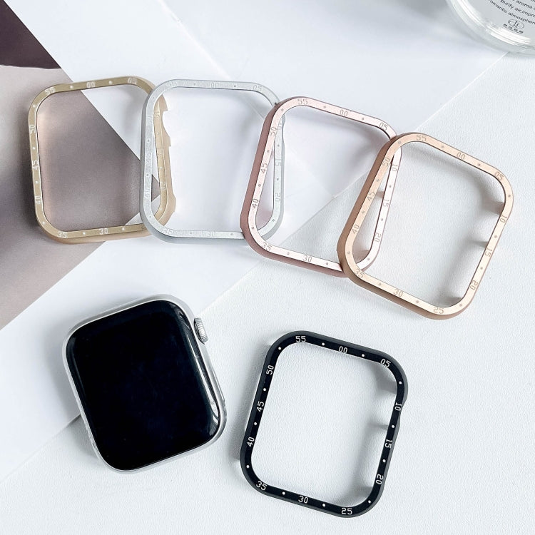 Aluminum alloy Apple Watch case frames in gold, silver, rose gold, and black