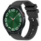 Black fluororubber watch band fitted to a black smartwatch