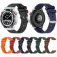 Fluororubber watch bands in orange, red, blue, black, green, and brown, with buckle styles shown