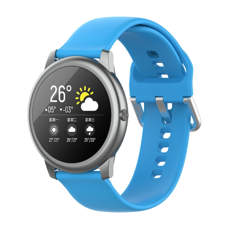 22mm silicone watch strap with silver buckle for Xiaomi Haylou Solar LS05, blue