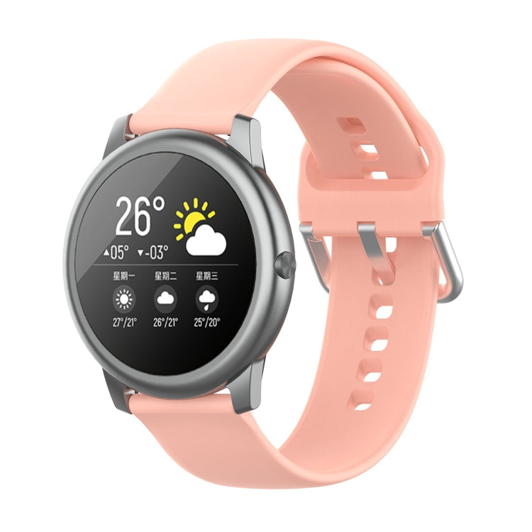 22mm silicone watch strap with silver buckle for Xiaomi Haylou Solar LS05, light pink