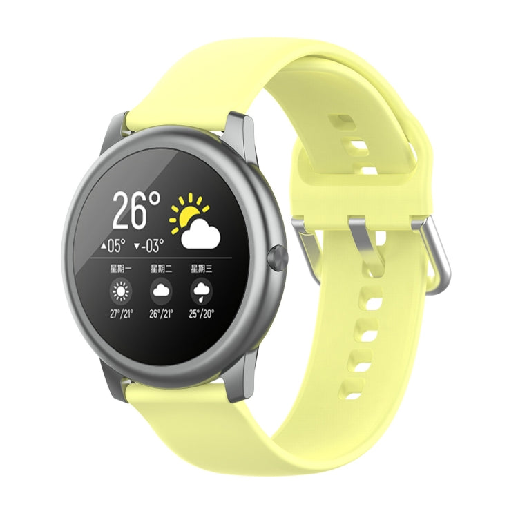 22mm silicone watch strap with silver buckle for Xiaomi Haylou Solar LS05, yellow