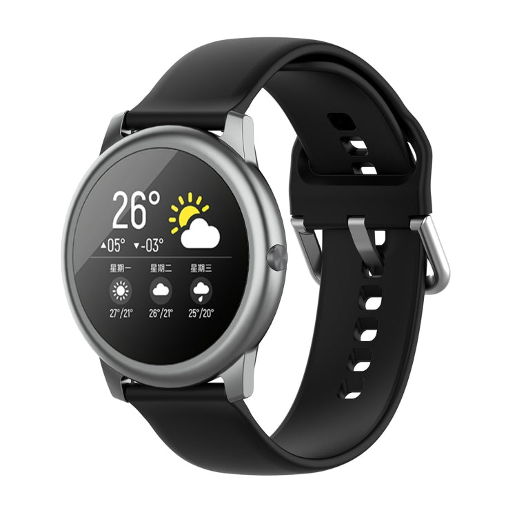 22mm silicone watch strap with silver buckle for Xiaomi Haylou Solar LS05, black