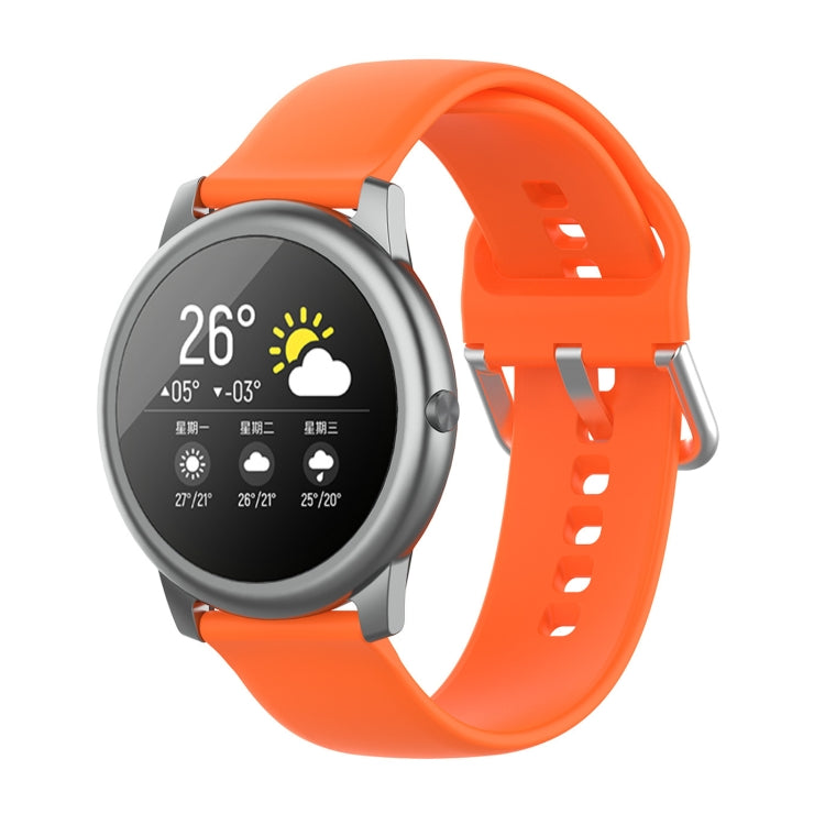 22mm silicone watch strap with silver buckle for Xiaomi Haylou Solar LS05, orange