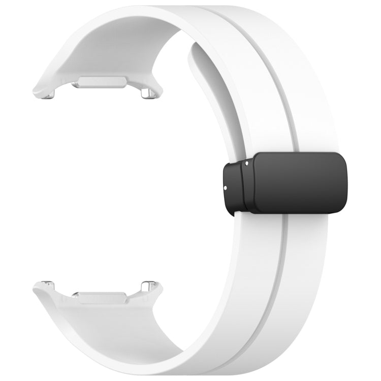 White silicone magnetic buckle watch band shown without a watch