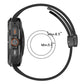 Black silicone watch band shown with wrist size range from 5.6 to 8.5 inches