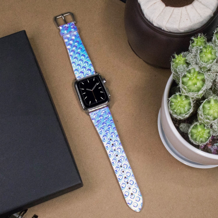Discolor Glitter Fish Scale Texture Replacement Strap Watchband, For Apple Watch 5 & 4 40mm / 3 & 2 & 1 38mm, For Apple Watch 5 & 4 44mm / 3 & 2 & 1 42mm