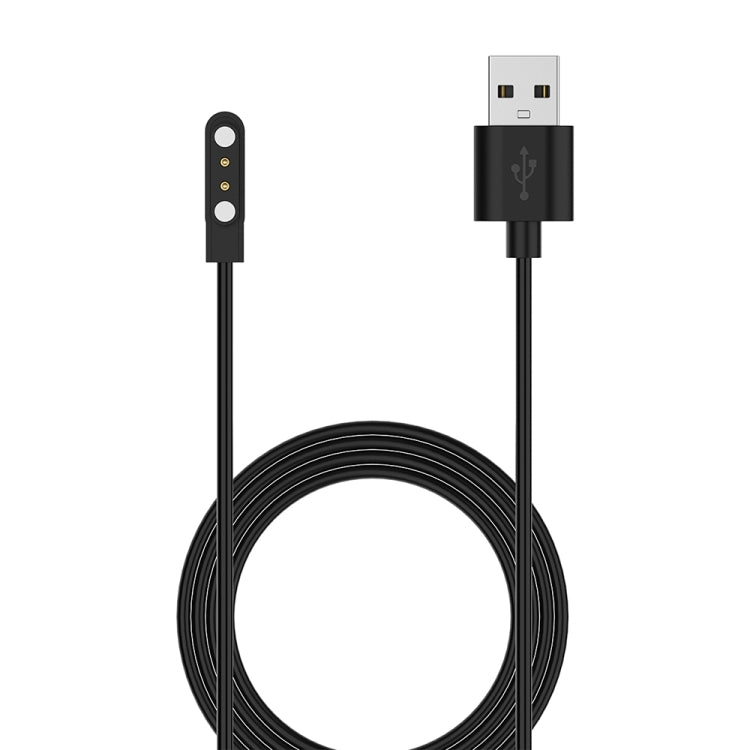 Black magnetic smartwatch charging cable with USB-A plug, coiled