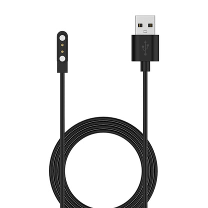 Black magnetic smartwatch charging cable with USB-A plug, coiled