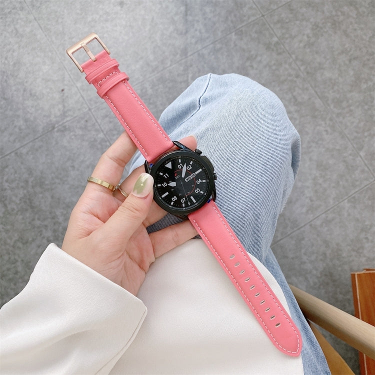 Genuine Leather Silver Buckle Replacement Strap Watchband, For Samsung Galaxy Watch3 45mm, For Samsung Galaxy Watch3 41mm