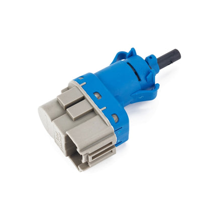 Blue and gray brake light switch with electrical connector plug