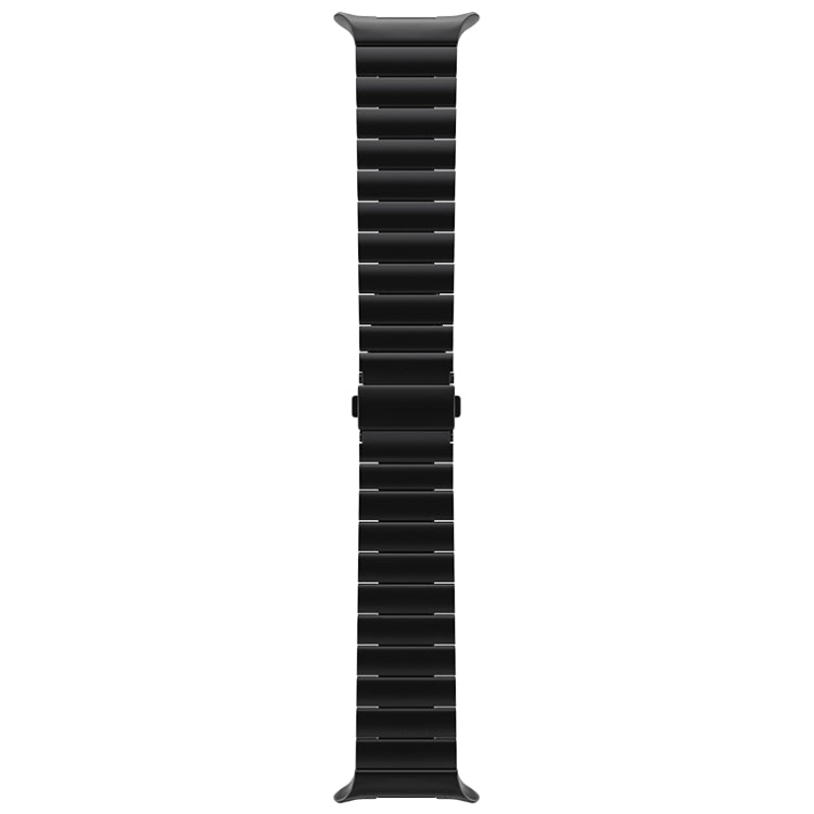 Black titanium link watch band, shown flat