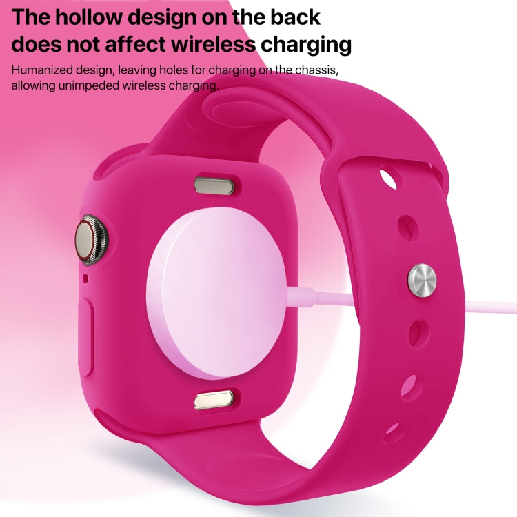 Bright pink TPU Apple Watch case with open back for wireless charging