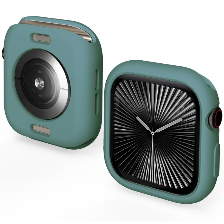 Muted teal TPU half-coverage Apple Watch case with open screen and sensor cutout