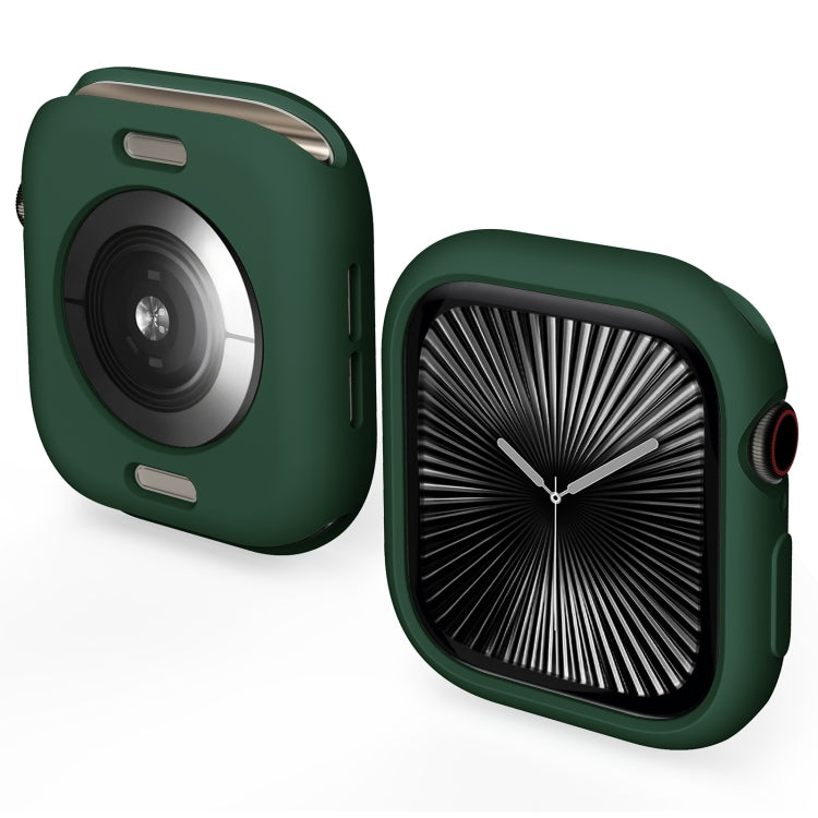 Dark green TPU half-coverage Apple Watch case with open screen and sensor cutout