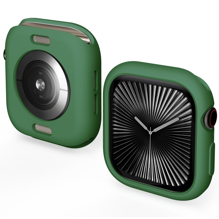 Green TPU half-coverage Apple Watch case with open screen and sensor cutout