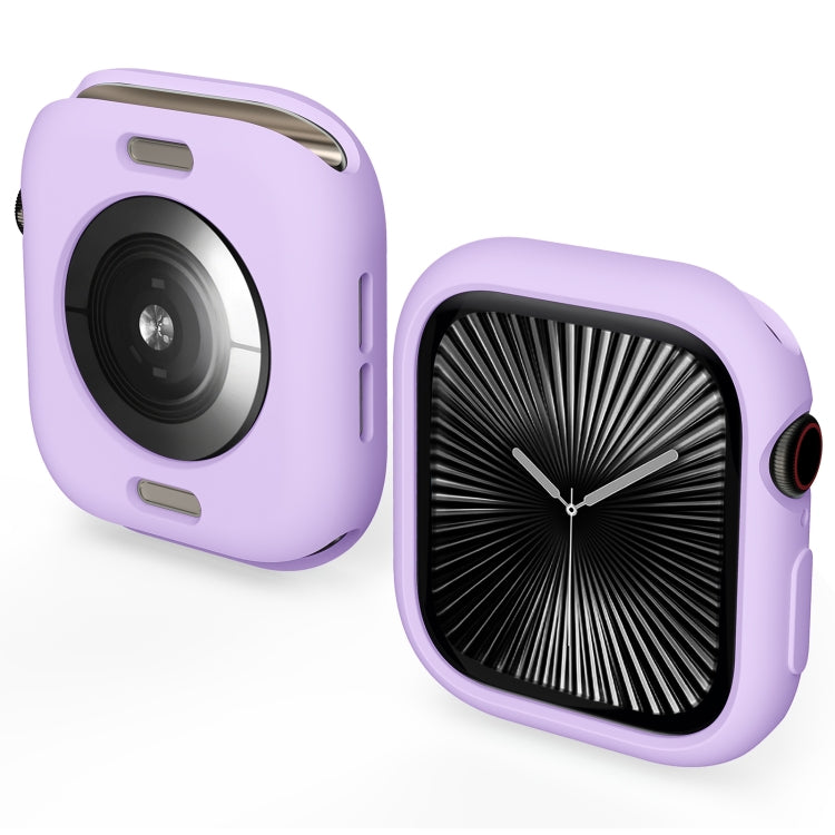 Lavender TPU half-coverage Apple Watch case with open sensor back and side button cutouts
