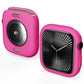 Bright pink TPU half-coverage Apple Watch case shown from front and back