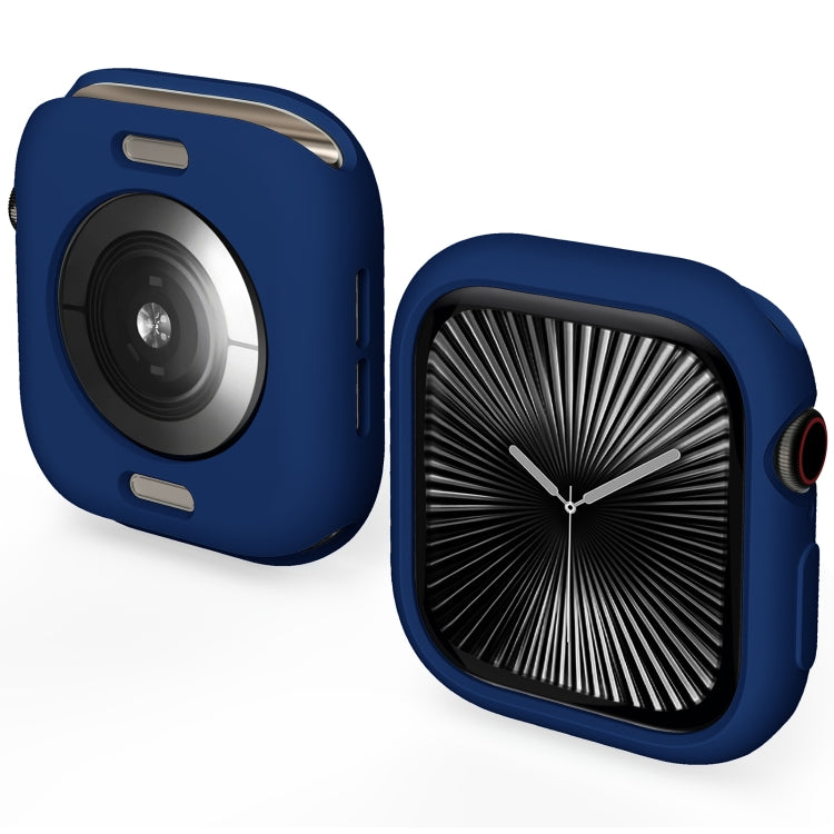 Navy TPU half-coverage Apple Watch case with open sensor back and side button cutouts