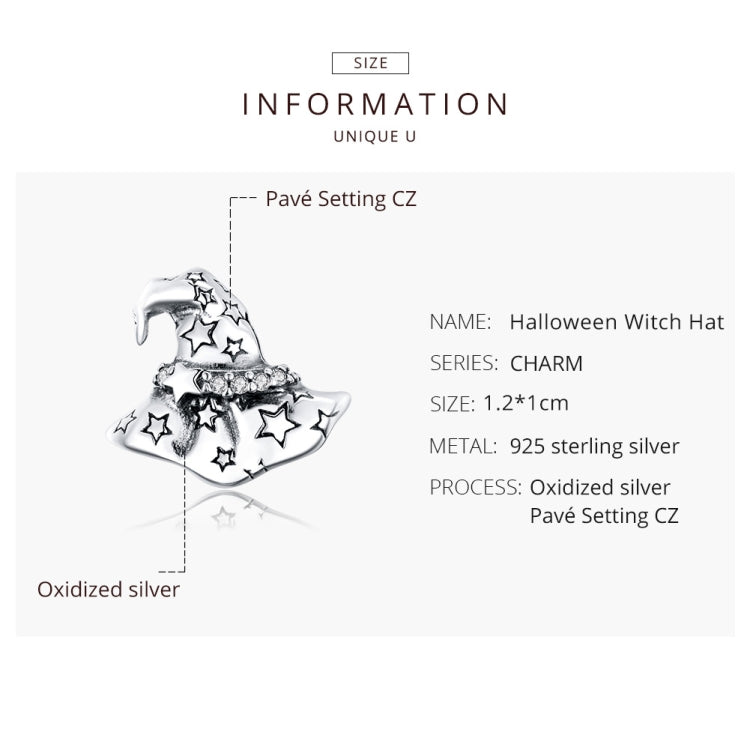 Oxidized sterling silver witch hat charm bead with star cutouts