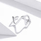 Sterling silver wavy curve ring with open oval center