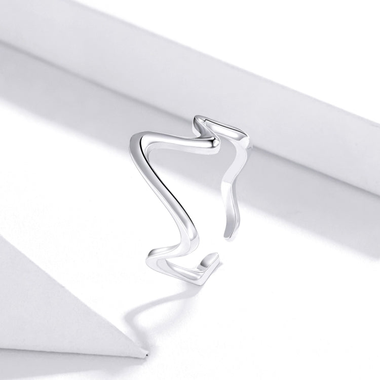 Sterling silver chevron wave ring with open band design