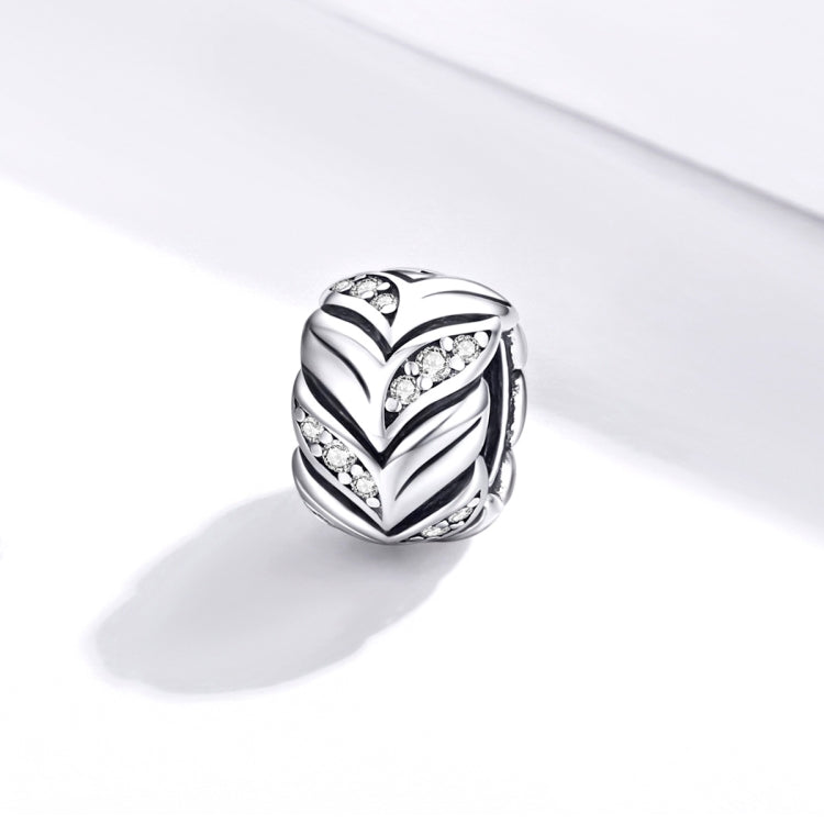 Sterling silver wheat zircon bead charm