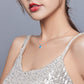 Sterling silver heart necklace with deep blue pendant on fine chain