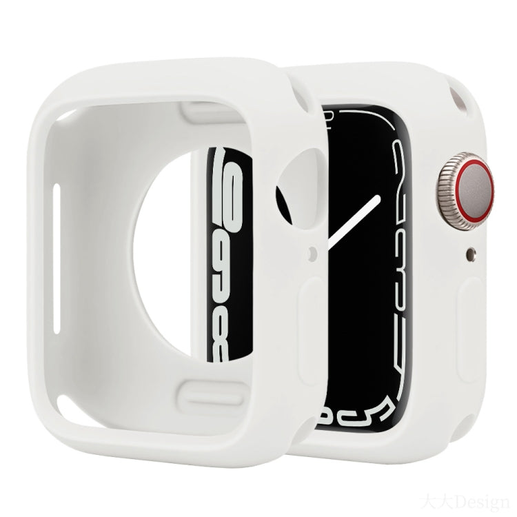 White silicone half-coverage Apple Watch case with open display and side button cutouts