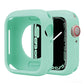 Mint green silicone half-coverage Apple Watch case with open display and side button cutouts