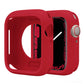 Red silicone half-coverage Apple Watch case with raised edges and cutouts