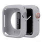 Gray silicone half-coverage Apple Watch case with raised edges and button cover