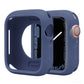 Half-coverage silicone Apple Watch case in navy blue with a raised bezel and button covers